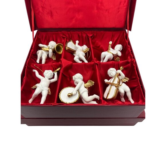 Franklin Mint The Heralding Angels Ornaments Set Of 18 Porcelain Angels 24k Gold - Picture 5 of 14